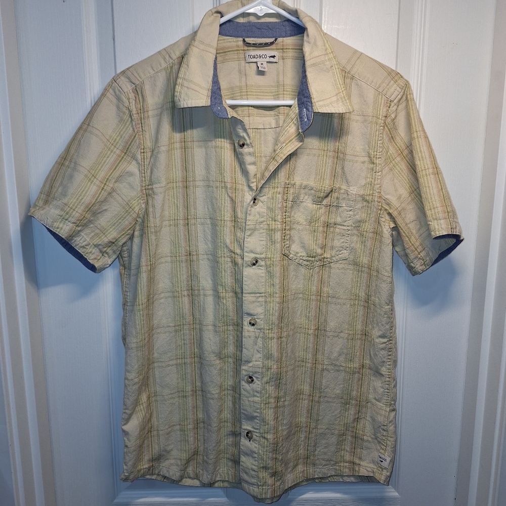 Toad & Co Men's Plaid Casual Shirt Tan Medium